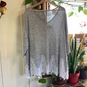 Lane Bryant Grey Lace Tunic Top 26/28